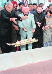 Chief Minister Bhupinder Singh Hooda inaugurates a sugar mill in Phapharana village in the Assandh area in Karnal district on Friday. 