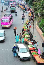 Encroachment on the road near the main bus stand in Jammu. 