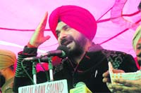 BJP leader Navjot Singh Sidhu addresses a rally in Jammu on Sunday. 