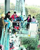 A team of the municipal corporations fire department conducts a mock fire drill at PVR Centra Mall, Industrial Area, Phase-I, Chandigarh
