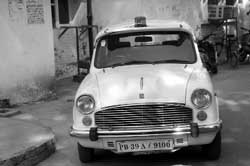 A red beacon atop the car of municipal council mayor at Rajpura