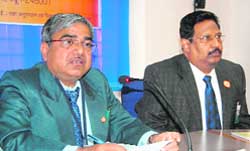 DEAL director R.C. Aggarwal addresses mediapersons in Dehradun