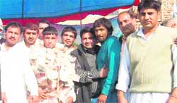 Wrestler Amit Kumar being welcomed in his native Bhainswal Kalan village in Sonepat.