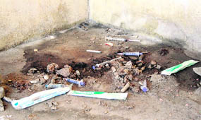 Used injections lying in a corner of the Guru Nanak Stadium complex in Ludhiana.