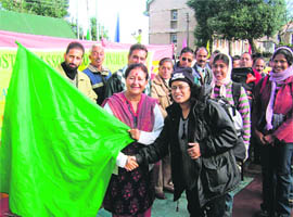 The National Himalayan Winter Trekking Expedition being flagged off at Dalhousie.