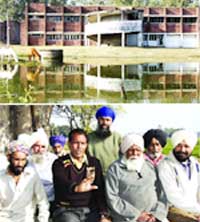Courtyard of rural hospital in Arjanwala, near Adampur, has virtually turned into a cesspool and (below) villagers lodge protest against the negligence being shown to the hospital.