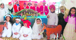 Students of Manav Mangal Smart School in Mohali celebrate Christmas on the school premises.