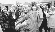 Inmates of old-age home dance during the Christmas celebrations at Sector 15 in Chandigarh.