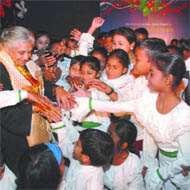 Chief Minister Sheila Dikshit with children during an Xmas programme at Dilli Haat on Tuesday night.