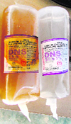 Sodium chloride and dextrose solution supply at a rural dispensary in district Ludhiana infested with fungus and ants.