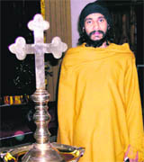 Father Ajit Sebastian, known as the Isai Baba, at a Christmas get-together at Fazipur Kadia village in Faridabad district.