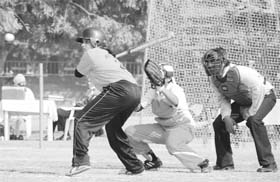 Players of Pune University and Maharishi University, Rohtak, during their match at the Panjab University, Chandigarh