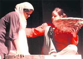 Artistes stage a play "Kharashein" by Gulzar at Punjab Kala Bhavan in Chandigarh