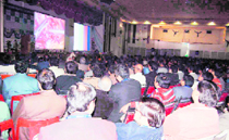 Surgeons watch a live surgery relayed at the Dayanand Medical College and Hospital on Thursday.