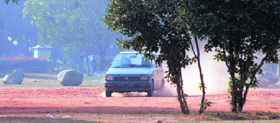 A driver drifting his car in Sector 10, Chandigarh.