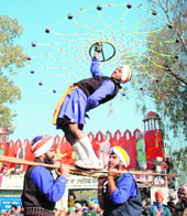 Sikhs perform gatka during the Jor Mela in Fatehgarh Sahib on Friday.