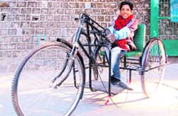 Guddu who was given a tricycle by Sachin Tendulkar in Mussoorie