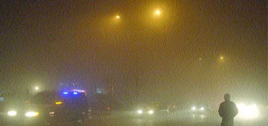 A thick blanket of fog reduces visibility to near zero in Jalandhar on Saturday. 