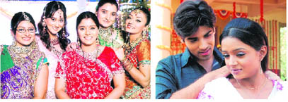 K serials on Star Plus became templates for saas-bahu dramas on other channels as well. Stills from Betiyan on Zee (left) and Bidayee on Star Plus 