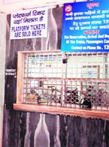 The empty ticket sale counter at Chandigarh railway station.