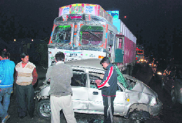 Passengers had a narrow escape in a pile-up on the NH-1 in Karnal on Saturday night. No one sustained injuries in the accident involving five vehicles.