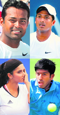 Leander Paes (top left) faced a revolt from his Davis Cup teammates, and also failed to shine at the Olympics with Mahesh Bhupathi (top right). Sania Mirza (below left) dropped out of the top 100 singles rankings, while Rohan Bopanna (below right) moved into the top 50 in the doubles rankings.