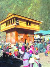 The newly constructed temple of Jamlu devta in Malana