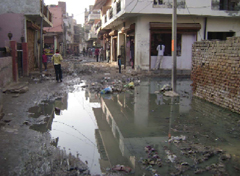 Despite tall claims of the Gurgaon Municipal Corporation many areas of the city like Hari Nagar resemble a drain.