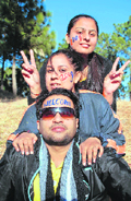These youths look all set for the New Year bash in Shimla on Wednesday.