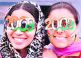 Youngsters await the arrival of the New Year in Bathinda