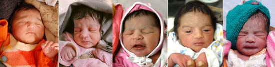 The picture shows babies who were born in various hospitals of Bathinda in the New Year on Wednesday night