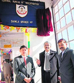 A few CBI officials standing in front of the branch office which was upgraded in Shimla on Thursday.