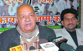 Jammu West BJP legislator CL Gupta addresses mediapersons in Jammu