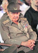 Cubas President Raul Castro attends the 50th anniversary of the Cuban revolution in Santiago de Cuba on Thursday. 