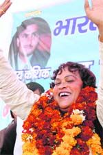 Rajni Rawat at the launch of her political party at Dehradun on Sunday.