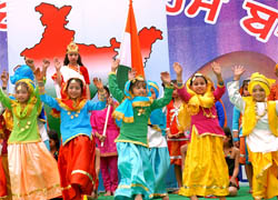 Students presenting a cultural programme at the annual function of Sri Guru Harkrishan Public School in Bathinda on Saturday.