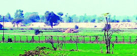 A view of the wall raised by Pakistan near the India-Pakistan border.