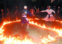 Youths practise gatka in Golden Avenue park in Amritsar. 