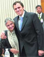 Chief Minister Omar Abdullah poses with his Delhi counterpart, Sheila Dikshit, at the CMs conference on internal security in Delhi