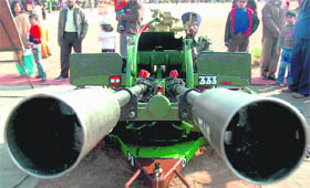 Army weapons on display at Satwari in Jammu.