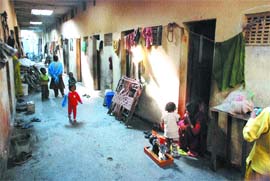 Dark, unventilated rooms that have been given on rent to migrant labourers in Mohalla Gobindgarh in Jalandhar . 