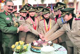 Lt Gen TK Sapru, General Officer Commanding-in-Chief, Western Command, with military nursing officers after they were commissioned in Chandimandir