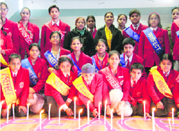 Students of BCM Arya Model School, Shastri Nagar, at a prayer session to pay tributes to Mumbai terror victims.