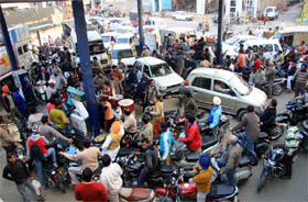 A large number of motorists and two-wheelers thronged petrol pumps in the city on Thursday after panic over fuel shortage spread.