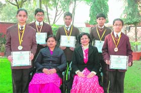 Members of the team of OS DAV Public School, Kaithal, who won the gold medal in the National Children Science Congress