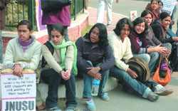 Students stage a sit-in against the vice-chancellor, demanding enough hostel facilities in the university.