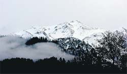 The snow-clad mountains in the upper reaches of Kishtwar.