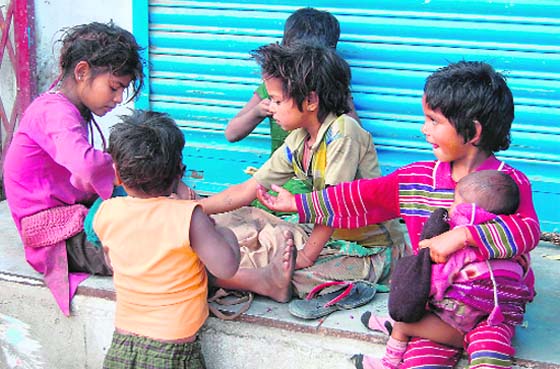 Child beggars at Doiwala near Dehradun. 