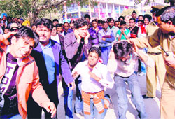 Artistes perform in play ‘Dhara 294’ at Sector 17, Chandigarh,