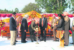 Dr Satish Kumar, Director, lights the lamp on the occasion of 42nd Raising Day of TBRL in Ramgarh near Panchkula.